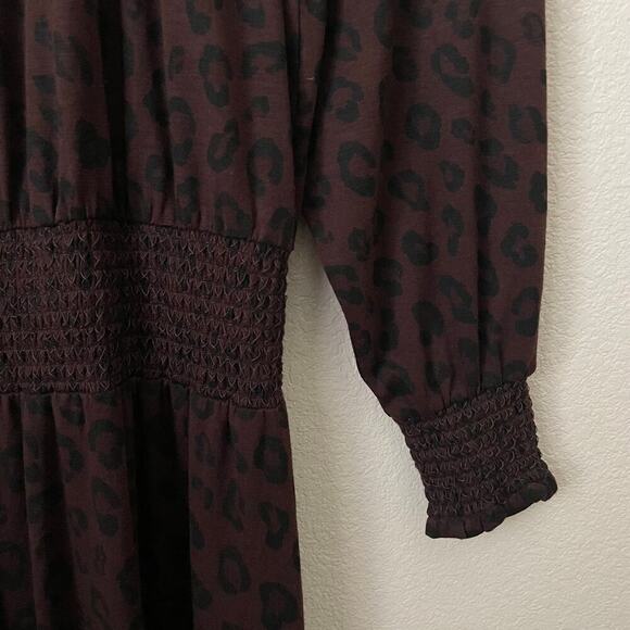 Ann Taylor Dress Womens Small Brown Maxi Leopard Animal Print Knit Boho Neutral - Picture 7 of 14